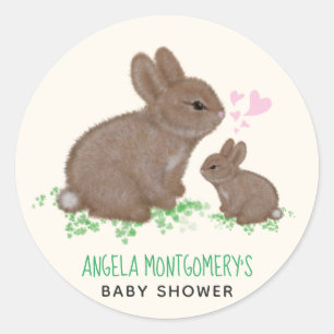 Süße Häschen-Herzen Individuelle Babyparty Runder Aufkleber