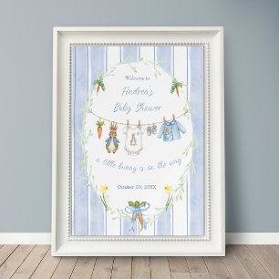 Süße Häschen-Jungen-Kleidungslinie Baby-Shower-Wil Poster