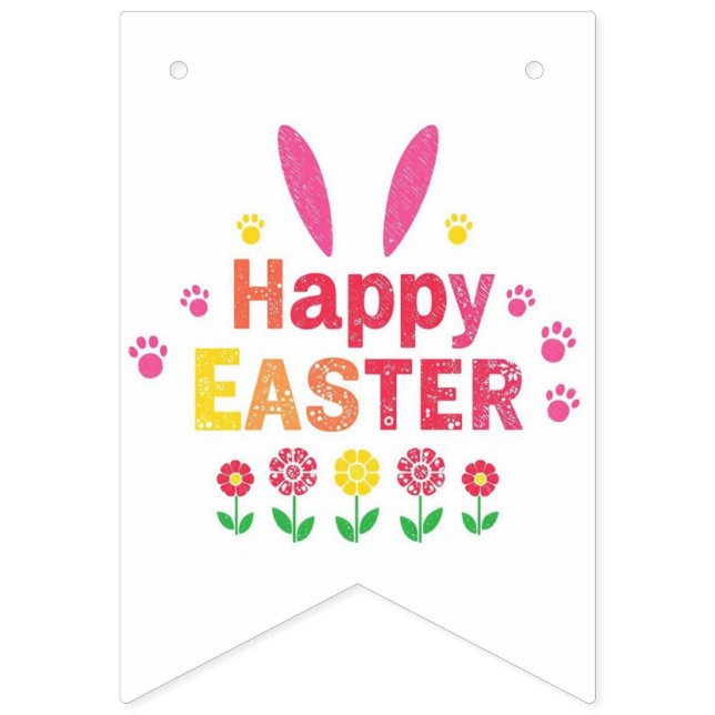 süße Häschen malen Ostereier Geschenkpapier  Wimpelkette (Erste Fahne)