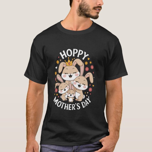 Süße Häschen-Mama Frohen Muttertag T-Shirt (Vorderseite)