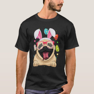 Süße Häschen-Mops-Hunde-Gesicht Ostereier Ostertag T-Shirt