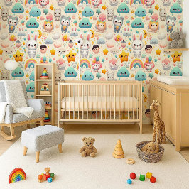 Süße-Häschen-Pastell-Fantastische-Kinderzimmer-Tap Tapete