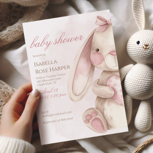 Süße Häschen-Wasserfarbe Rosa Baby Shower Einladung