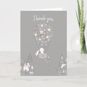 Süße Häschenliebe Florales Grau Danke