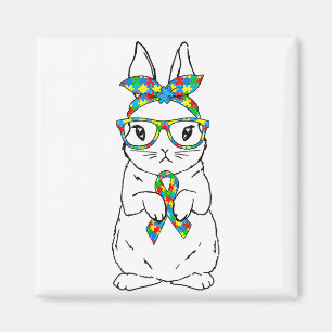 Süße Hase-Autismus-Bewusstseinsbrille Ostern Hase  Magnet