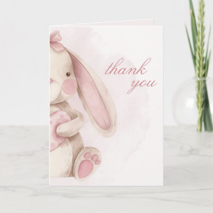 Süße Hase Wasserfarbe Rosa Baby Shower Dankeskarte