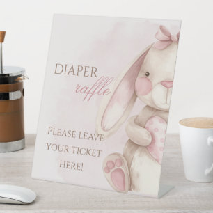 Süße Hase-Wasserfarbe Rosa-Windeltausch  Sockelschild