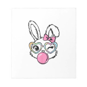 Süße Hasen-Gesicht-Bubble-Gum-Brille Rosa Coquette Notizblock