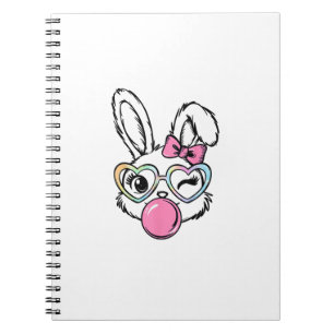 Süße Hasen-Gesicht-Bubblegum-Brille Rosa Coquette  Notizblock
