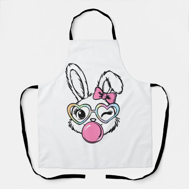 Süße Hasen Gesicht Kaugummi Brille Rosa Coquette S Schürze (Vorderseite)
