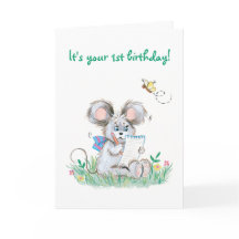 Süße Hasen-Kinder Erster Geburtstag Grußkarte