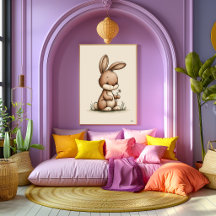 Süße Hasen-Kinderzimmer-Wandkunst Skandinavisch Ne