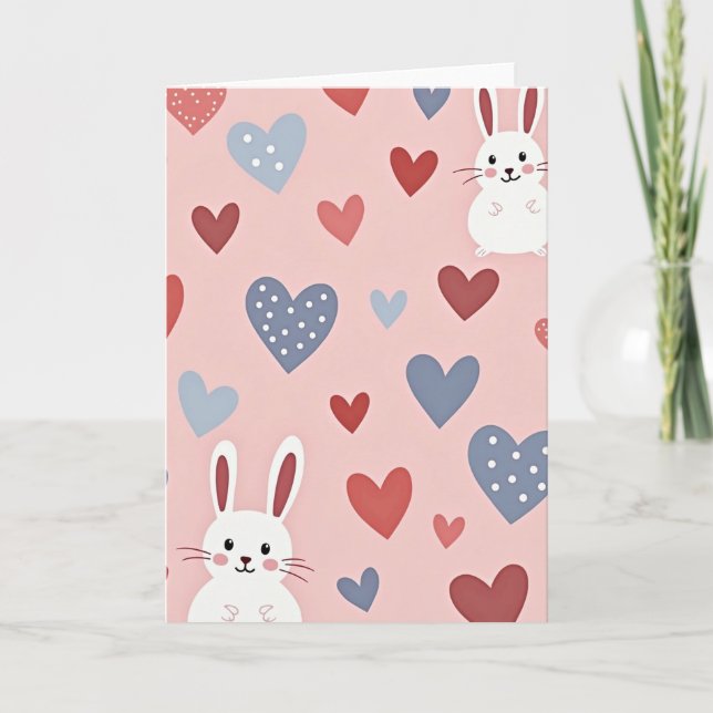 Süße Hasen Valentinstagskarte Karte (Vorderseite)