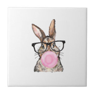 Süße Hasenbrille Bubble-Gum Ostertag Mädchen Kinde Fliese