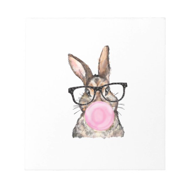 Süße Hasenbrille Bubble-Gum Ostertag Mädchen Kinde Notizblock (Vorderseite)