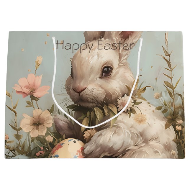 Süße Haseneier Blumen Ostern  Große Geschenktüte (Vorderseite)