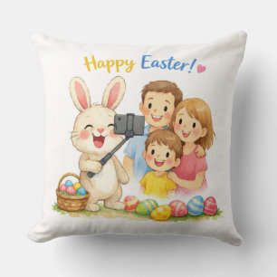Süße Hasenfamilie Selfie Ostern Kissen