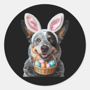 Süße Hasenohren Australian Cattle Dog Ostereier Runder Aufkleber