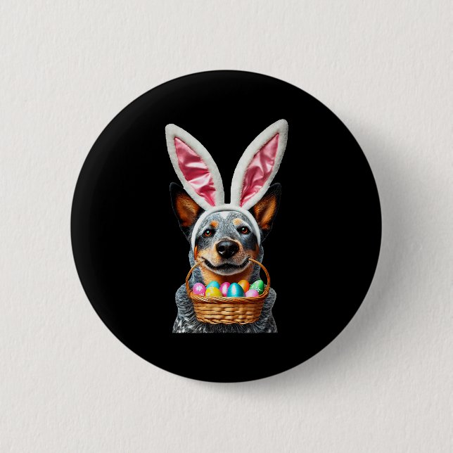 Süße Hasenohren Australian Cattle Dog OstereierCu Button (Vorderseite)