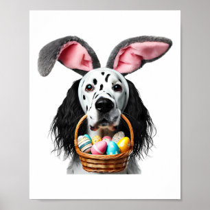Süße Hasenohren English Setter Hund Ostereiersuche Poster