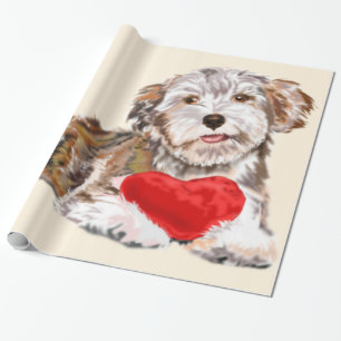 Süße Haustier-Hunde mit Herz-Geschenkverpackungspa Geschenkpapier