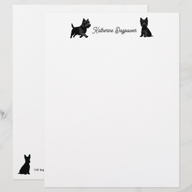 Süße Haustier-Silhouetten-Design - Hunde 1 Briefbogen (Vorne/Hinten)