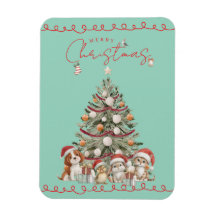 Süße Haustiere Weihnachtsmagnet auf aquafarbenem H