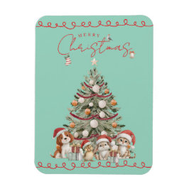 Süße Haustiere Weihnachtsmagnet auf aquafarbenem H Magnet