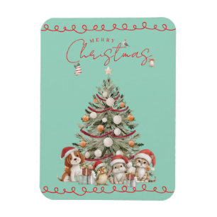 Süße Haustiere Weihnachtsmagnet auf aquafarbenem H Magnet