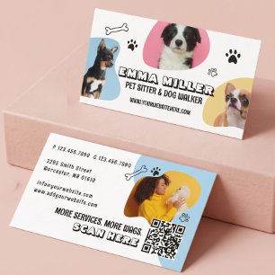 Süße Haustiersitter-Hundebetreuer-Foto-QR-Code Visitenkarte