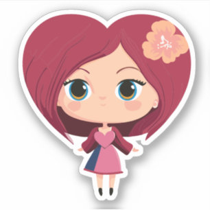 Süße Heart Kids Cartoonfigur Aufkleber