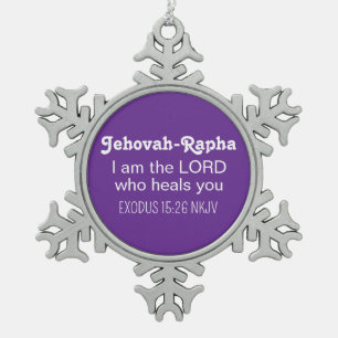 Süße heilende Bibelvers Royal Purple Christlich Schneeflocken Zinn-Ornament