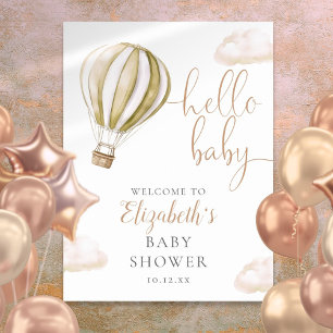 Süße Heißluftballon-Baby-Shower-Willkommensschild Poster