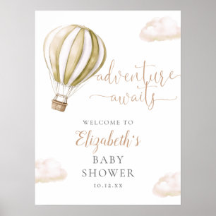 Süße Heißluftballon-Baby-Shower-Willkommensschild Poster