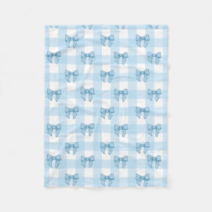 Süße hellblaue Schleifen und Gingham-Coquette-Flie Fleecedecke