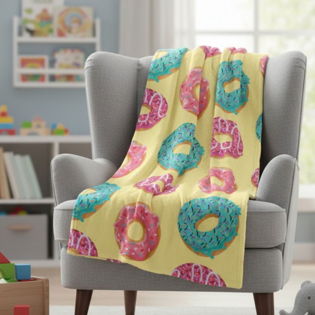 Süße helle Donut-Muster-Plüschdecke Fleecedecke (Von Creator hochgeladen)