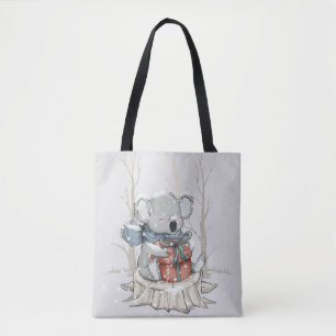 Süße hellgraue Koala-Winter-Schneefall-Tasche