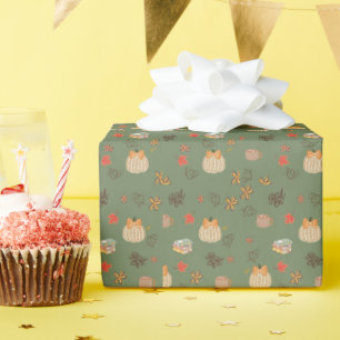 Süße hellgrüne Herbst-Kürbis-Verpackungspapier mit Geschenkpapier