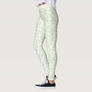 Süße hellgrüne tropische Blumen im Mint-Muster Leggings