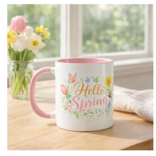 Süße Hello Spring Blumen-Tasse Anpassbar Tasse