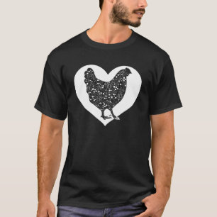 Süße Henne, die Hühner liebt Cool White Heart Vint T-Shirt