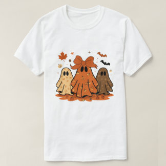 Süße Herbst-Geister Kürbismuster Oranges Band Herb T-Shirt