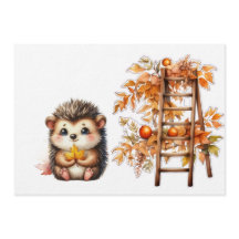 Süße Herbst-Igel-Illustration mit Ernte-Leiter