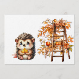 Süße Herbst-Igel-Illustration mit Ernte-Leiter Einladung