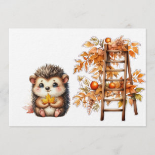 Süße Herbst-Igel-Illustration mit Ernte-Leiter Einladung