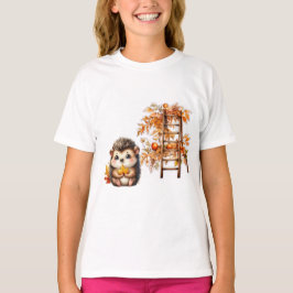 Süße Herbst-Igel-Illustration mit Ernteleiter T-Shirt