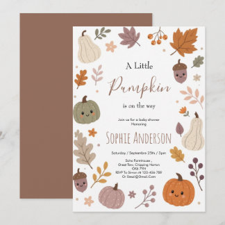 Süße Herbst-Kürbis-Botanik-Foliage-Baby-Party  Einladung