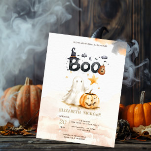 Süße Herbst-Kürbis-Geist-Schleife-Boo-Baby-Party Einladung