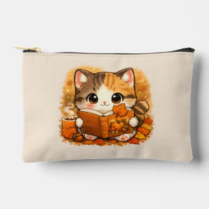 Süße Herbst-Lesekatze – Kawaii gemütliche Herbstka Zubehörtasche