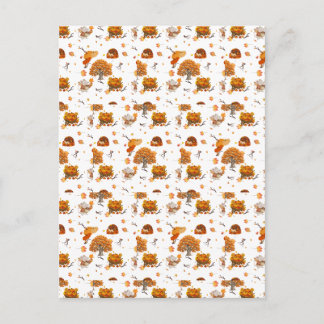 Süße Herbst-Pfostenkarte mit Eichhörnchen und Bäum Postkarte
